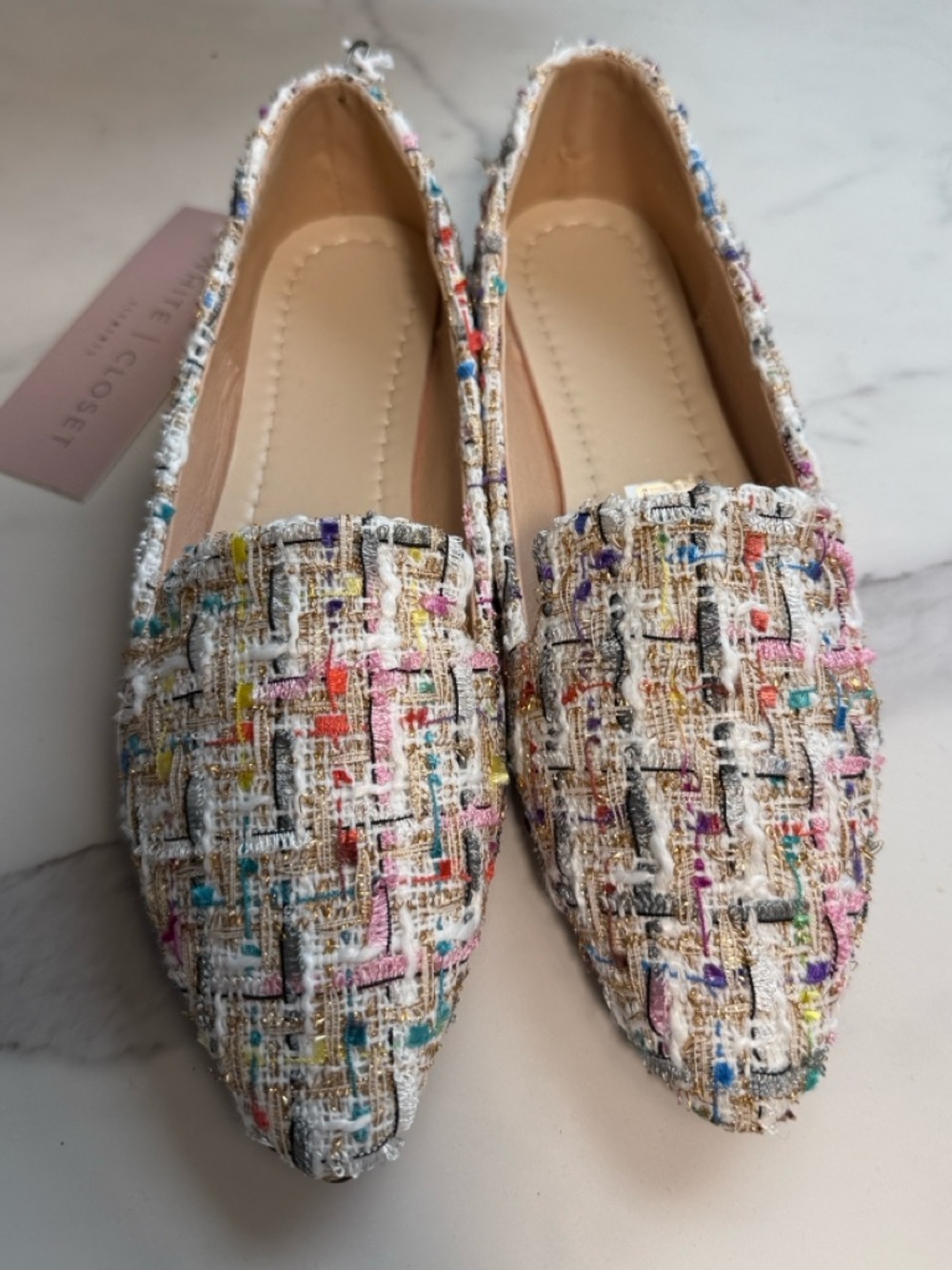 Tweed Pointed-Toe Women's Flats - Multicolor